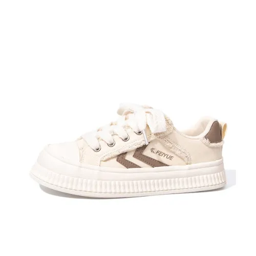 Feiyue Canvas Shoes Low Top Beige/Brown Women's