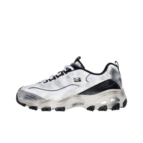Skechers DLITES Масло-Подошва Низкий Топ Белый Черный Серебряный Женский