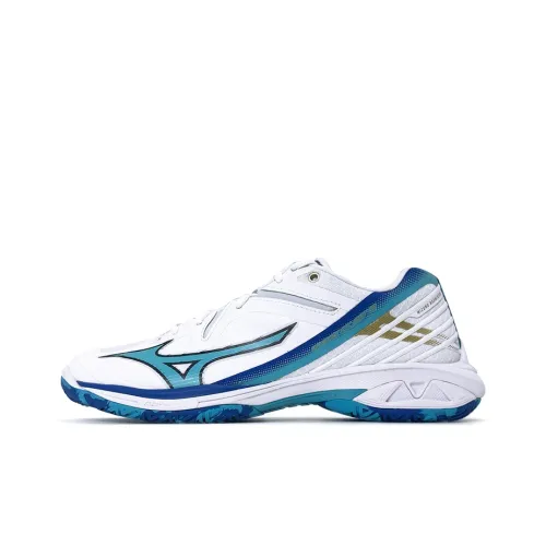 Mizuno WAVE CLAW 3 Устойчивый к истиранию Отводящий влагу Легкий Низкий Топ Бадминтон Обувь Унисекс Белый Синий