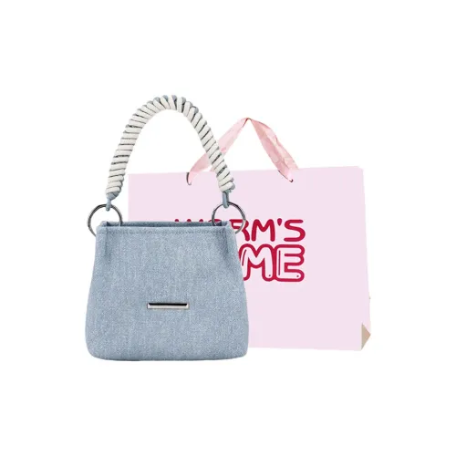 Worm's Home ПУ (полиуретан) Синяя коробка Ручная сумка Сумка через плечо Стандартная Женская Небесно-голубая