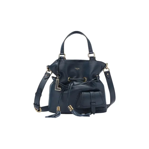 LANCEL Коровья кожа крупнозернистая ведрообразная сумка сумка через плечо сумка для женщин морской синий