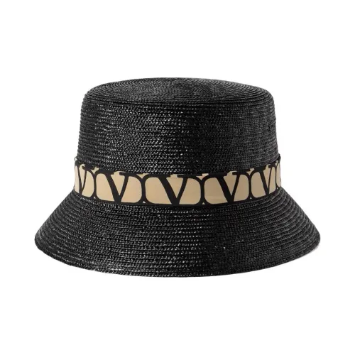 Valentino Weave Grass Bucket Hats Women's Black