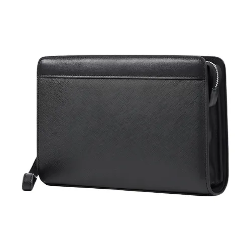 CMLZIUA Клатч из крупнозернистой текстуры коровьей кожи большой унисекс черный