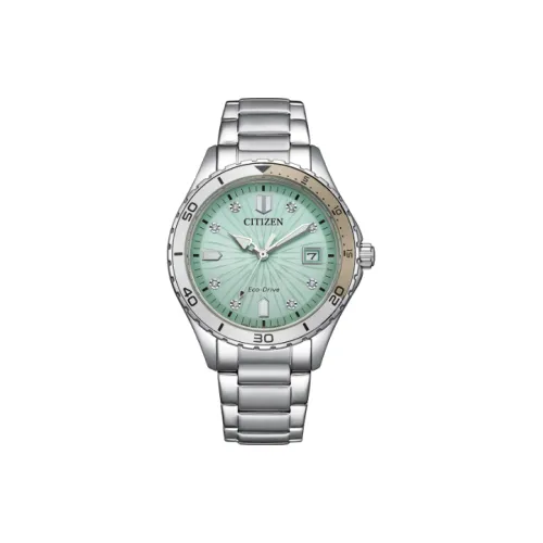 CITIZEN Светильник Кварцевый механизм Нержавеющая сталь Ремешок Часы 36,8 мм Женские часы Зеленый циферблат