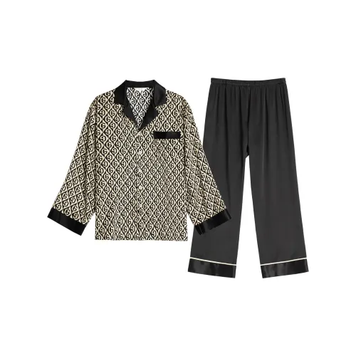 Комплект пижам из шелка Silk Boundary Мужской Черный Кофейный