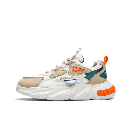 Binary Амортизация Устойчивый к истиранию Дышащий Низ Резистентный Низкий Топ Толстая подошва Кроссовки Мужские Белый Хаки