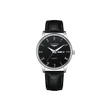 Белый корпус, черный циферблат, черный ремешок.