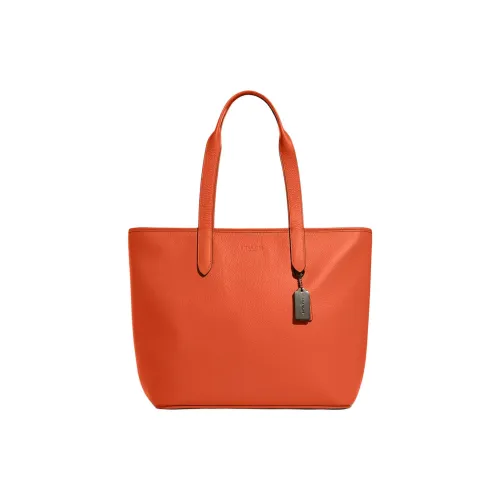 COACH Sullivan Утонченный Каменная Кожа Тоут Сумка Сумка для покупок Сумка через плечо Сумка Большая Мужская Ярко-оранжевая