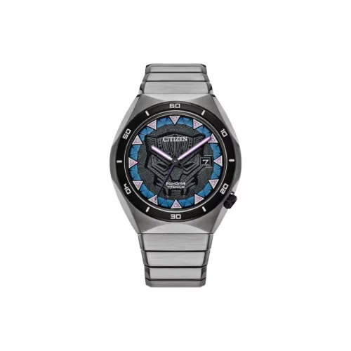 CITIZEN Black Panther Collection Светильник Кварцевый механизм Титан Ремешок Часы 41 мм Мужские часы Черный циферблат