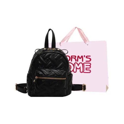 Worm's Home ПУ (полиуретан) Рюкзак Стандартный Женский Черный Бежевый