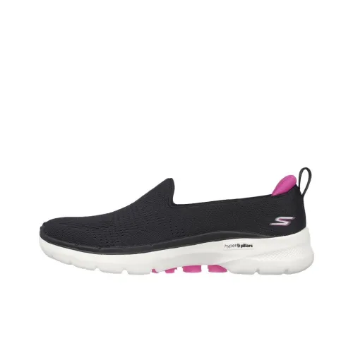 Skechers Go Walk 6 Ocean Splash Дышащий Теплоизоляционный Низкий Топ Повседневная Обувь Женская Черный Розовый