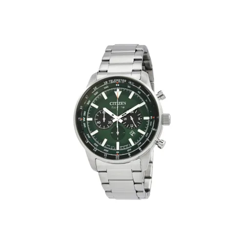 CITIZEN Eco Drive Series Светильник Кварцевый механизм Нержавеющая сталь Ремешок Часы 44 мм Мужские часы Зеленый циферблат