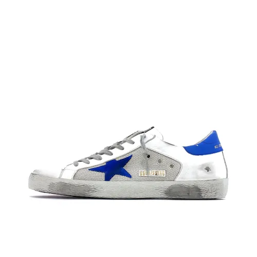 Golden Goose Супер Звезда Low Топ Стильные Скейтбординги Мужской Белый и синий цвет Золото состаренное Позиционирование стиля