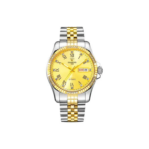 Ромб Автоматический Механический Механизм Часы Мужские Золото Циферблат