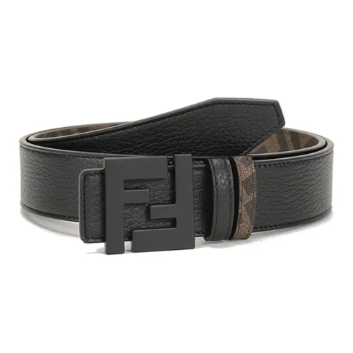 FENDI FF Узор Двойной С обеих сторон плавная застежка кожаные ремни мужской коричневый ширина корпуса 3,5 см
