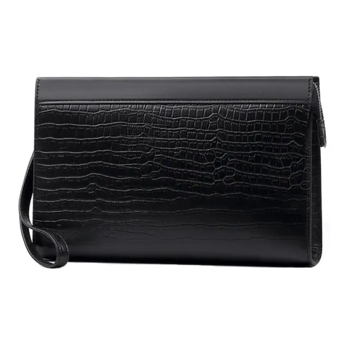 CMLZIUA Клатч из крупнозернистой текстуры коровьей кожи унисекс черный