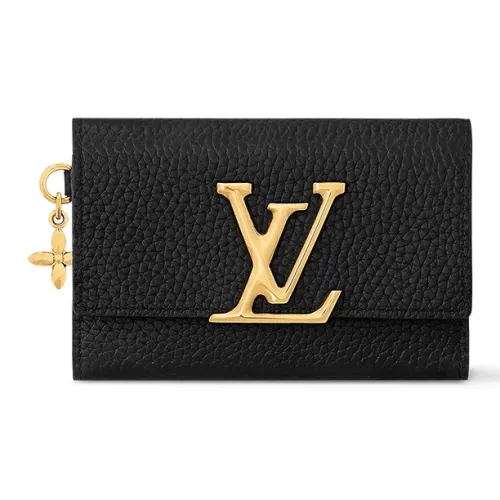 LOUIS VUITTON Capucines Taurillon Кожа Capson Кошелек Унисекс Черный