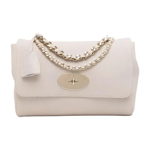 Mulberry Lily кожаная сумка через плечо женская бежевая