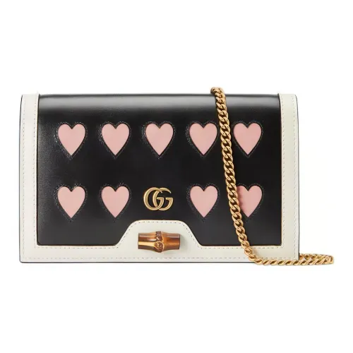 GUCCI Корова Кожа Сумка Сумка через плечо Сумка через плечо Мини Женская Черная Розовая