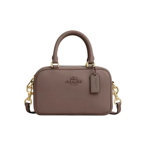 COACH SATCHEL Гладкая кожа Bowling Bag Сумка через плечо Мини Сумка Унисекс Темный Каменный цвет