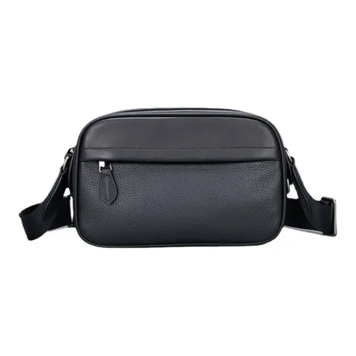 DOSRFINI Сумка через плечо из натуральной коровьей кожи мужская черная