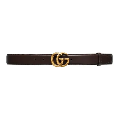 GUCCI Logo Double G Smooth Clasp Leather Accessories for Devices Leather Belts Men's Brown Width 3cm