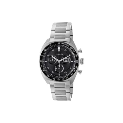 GUCCI Interlocking Collection Мужские часы Кварцевый механизм Ремешок из нержавеющей стали 41 мм Черный циферблат