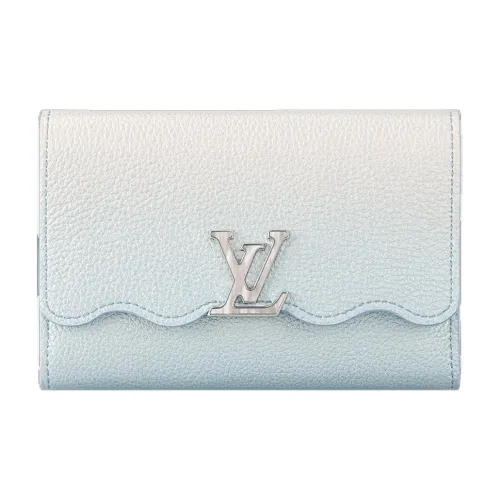 LOUIS VUITTON Capucines Телячья кожа с рельефом Capson Кошелек Женские Синий