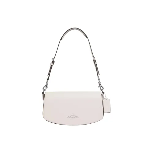COACH Andrea Утонченная Телячья Кожа Сумка через плечо Средняя Женская Серебряный и Мел Белый