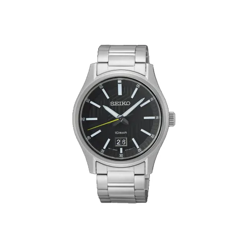 SEIKO Кварцевый механизм нержавеющая сталь ремешок часы 39,5 мм черный циферблат мужские часы