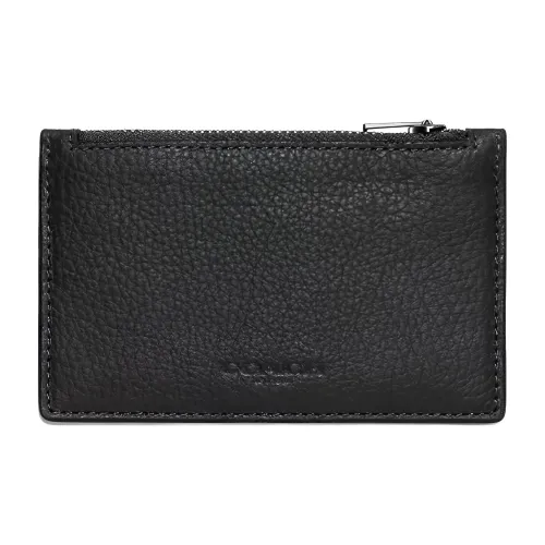 COACH Кошелек для карт из коровьей кожи с текстурой "галька" унисекс черный