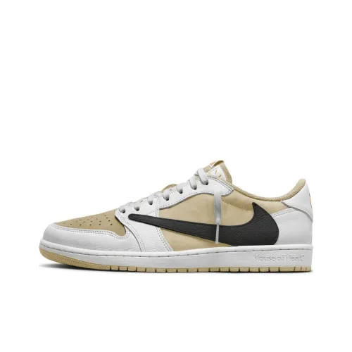 Jordan Air Jordan 1 Винтажные баскетбольные кроссовки Low Топ Белый-коричневый Унисекс