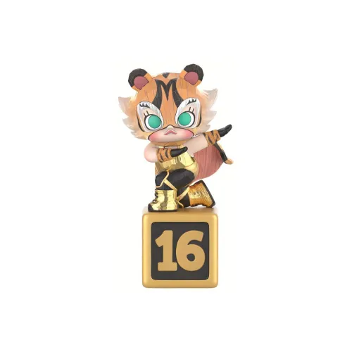 POP MART Molly 16-я годовщина Тигр приносит процветание Золото Тигр модные фигурки 23,35 см