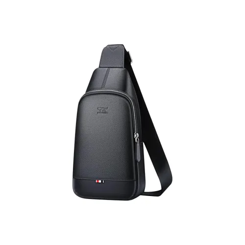 SEPTWOLVES Сумка через плечо из коровьей кожи среднего размера мужская черная