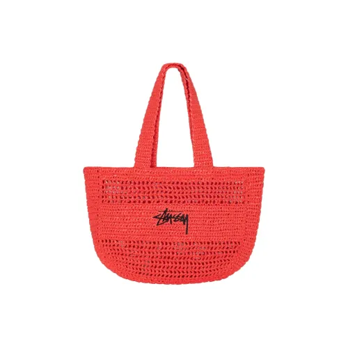 Stussy Raffia Tote Bag Shopping Bag Shoulder Bag Handbag Unisex Red Stussy Рафия Тоут Сумка Сумка для покупок Сумка на плечо Сумка унисекс красная