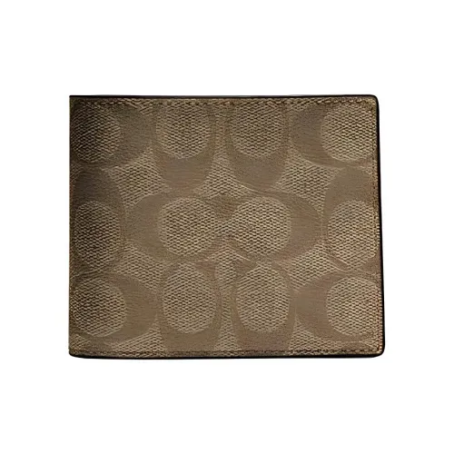 COACH Компактный кошелек из искусственной кожи складной мужской коричневый и синий