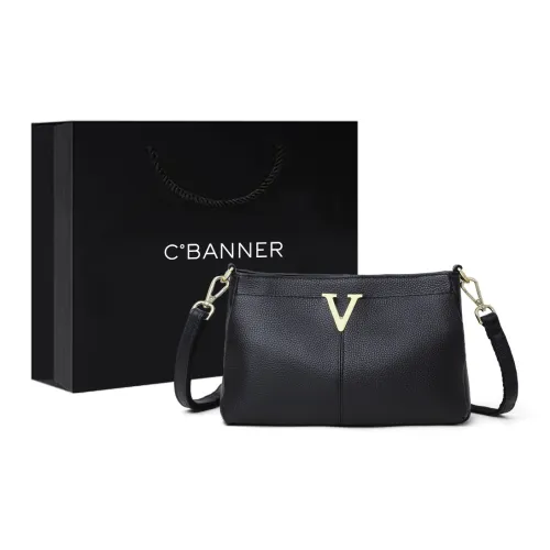 C°BANNER Коровья кожа с синтетической кожей через плечо одно плечо маленькая квадратная сумка женская черный