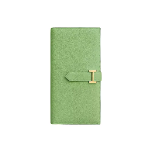 HERMES Bearn Mysore Шевро Кошелек Женские 3I Vert Criquet Авокадо-зеленый Cricket Зеленый