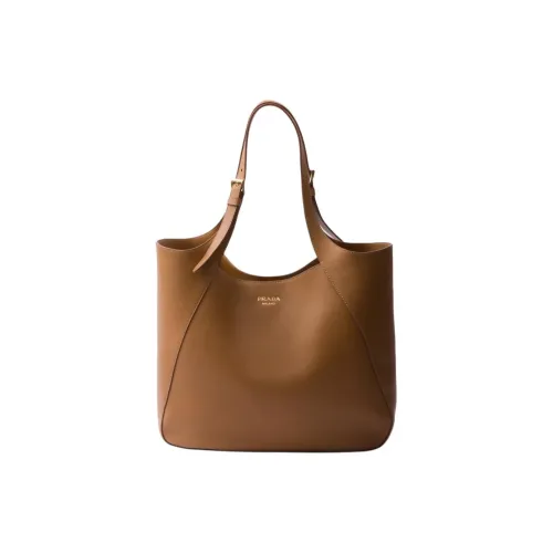 PRADA Кожа Тоут Сумка Сумка для покупок Сумка Большая Женская Карамель