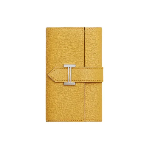 HERMES Bearn Mysore Шевро Key Pouch Унисекс Sun Yellow
