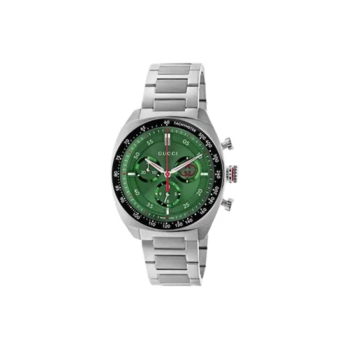 GUCCI Interlocking Мужские часы Кварцевый механизм Ремешок из нержавеющей стали 41 мм Зеленый циферблат