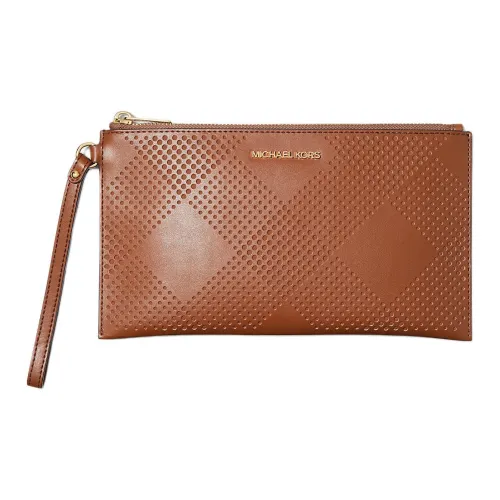 MICHAEL KORS Jet Set Travel Полиуретан Полиэстер Хлопок Запястье Сумка Клатч Большой Женский Коричневый