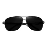 Рамка цвета "оружейный серебристый" с поляризованными черными и серыми линзами + коробка