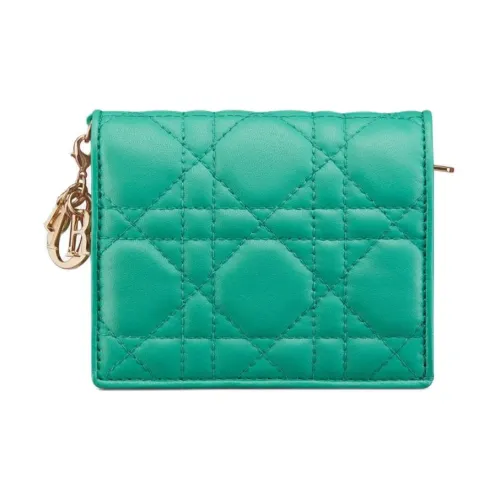 DIOR Lady Dior Lambskin Wallet Mini Women's Blue
