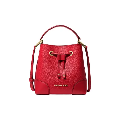 MICHAEL KORS Mercer Пескоструйная кожа Сумка-ведро Сумка через плечо Сумка Маленькая Женская Ярко-красная