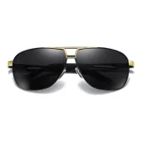 Черная золотая оправа с поляризованными черными серыми линзами + коробка