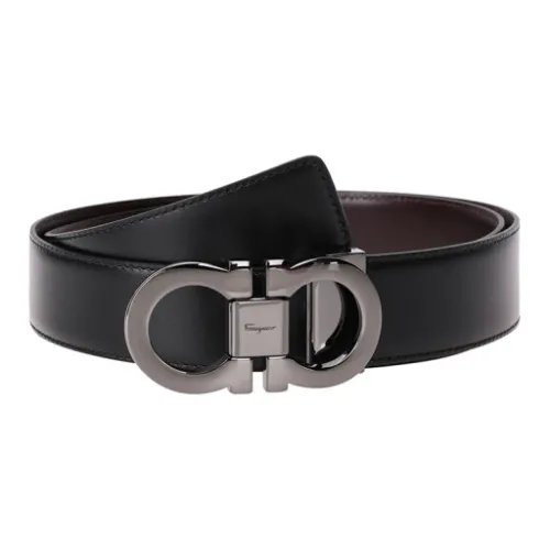 FERRAGAMO Телячья кожа Кожаные ремни Мужской Черный Ширина 3,4CM