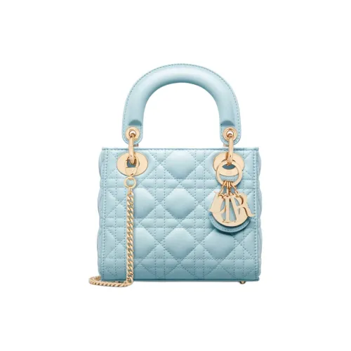 DIOR Lady Dior Плетеный узор Овчина Сумка Lady Dior Сумка через плечо Сумка Мини Женская Космический Синий