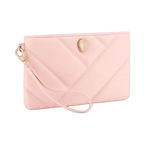 BVLGARI Serpenti Cabochon Телячья кожа Клатч Женский Розовый