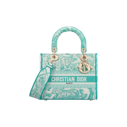 DIOR LADY D Лайт Вышивка Сумка Lady Dior Сумка через плечо Сумка среднего размера Женская Мятно-зеленая
